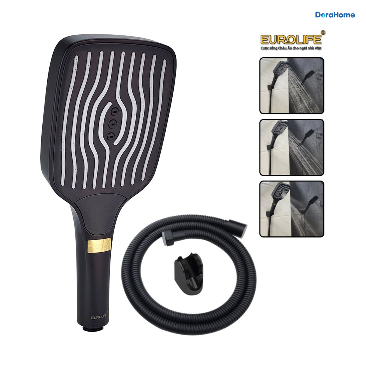 Bộ tay sen 3 chức năng màu đen EUROLIFE EL-125SH-D